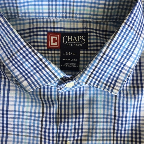 New Chaps Blue Dress Shirt with matching tie Boys size 14